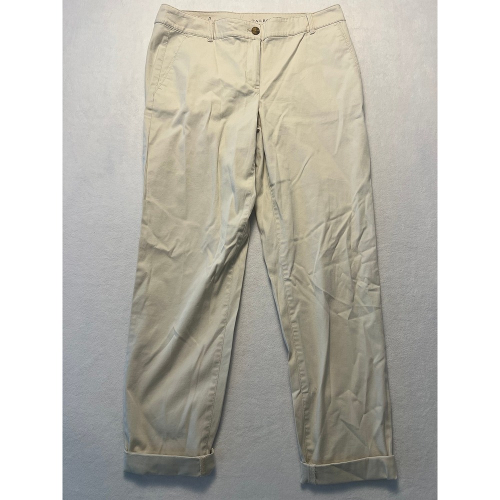 Talbots 6 The Weekend Chino Preppy Beige Cuffed Straight Leg Stretch Pants